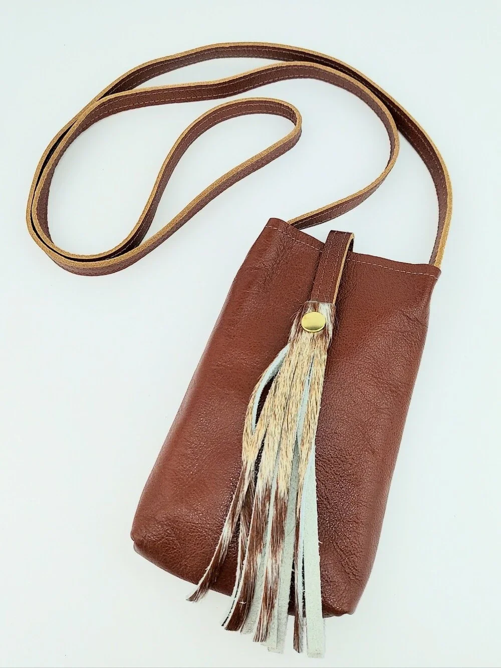 Beaudin Designs Leather Tassel Phone Crossbody Bag